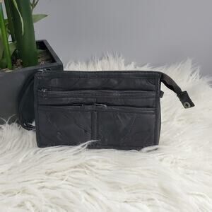 Vintage Black Patchwork Leather Clutch